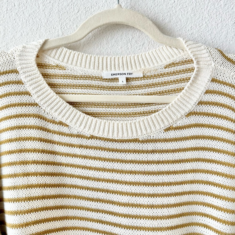 Emerson Fry Carolyn Sweater in Marigold Stripe Organic Cotton Size Large - Picture 5 of 8